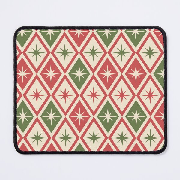 Item preview, Mid Century Christmas Atomic Stars On Diamonds in Green and Red designed and sold by Yasminepatterns .
