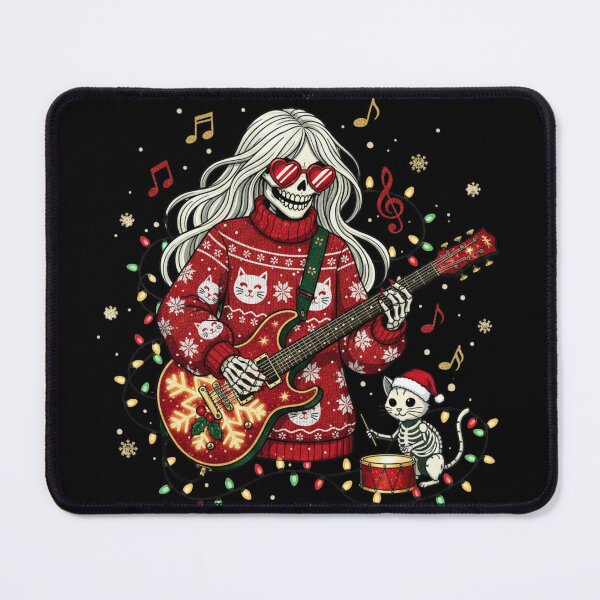 Item preview, Skeleton Girl & Cat Guitar Band | Cool Christmas Gothic Cute Music Design designed and sold by ColorSplash123.