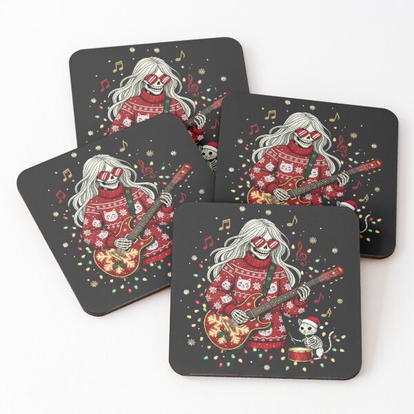 Item preview, Skeleton Girl & Cat Guitar Band | Cool Christmas Gothic Cute Music Design designed and sold by ColorSplash123.
