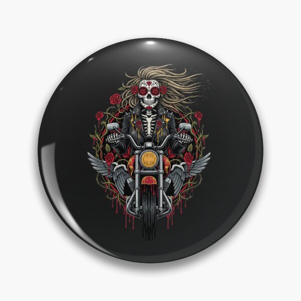 Item preview, Skeleton Biker Girl | Gothic Romantic Sugar Skull Motorcycle Art designed and sold by ColorSplash123.