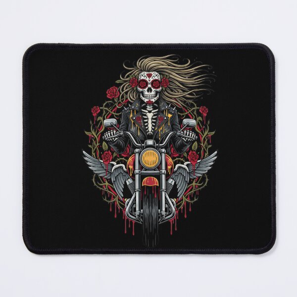 Item preview, Skeleton Biker Girl | Gothic Romantic Sugar Skull Motorcycle Art designed and sold by ColorSplash123.