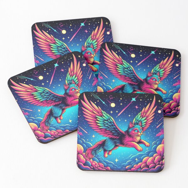 Item preview, Colorful cute mystic fantastic winged cat designed and sold by Dogandesighn.