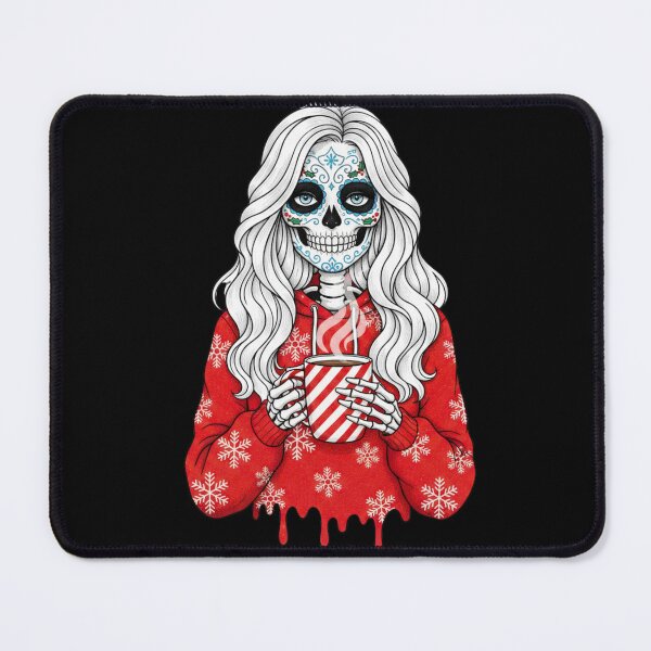Item preview, Skeleton Christmas Coffee Girl | Cute Gothic Winter Sugar Skull Art designed and sold by ColorSplash123.