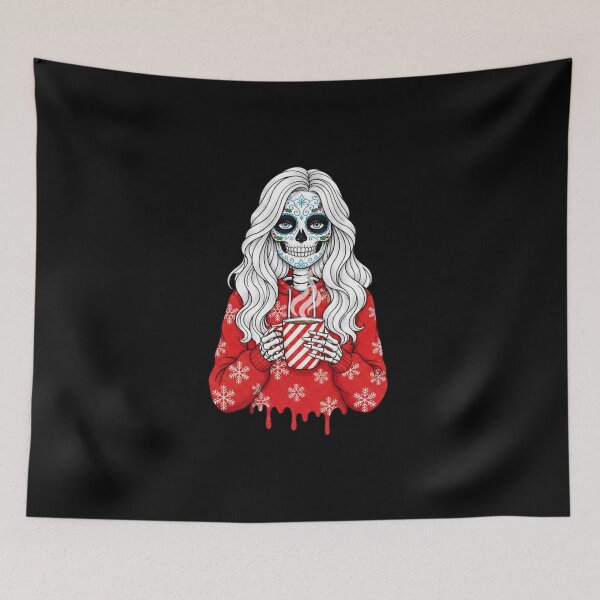 Item preview, Skeleton Christmas Coffee Girl | Cute Gothic Winter Sugar Skull Art designed and sold by ColorSplash123.