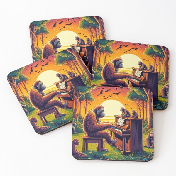Item preview, cute orangutan piano playing designed and sold by Dogandesighn.