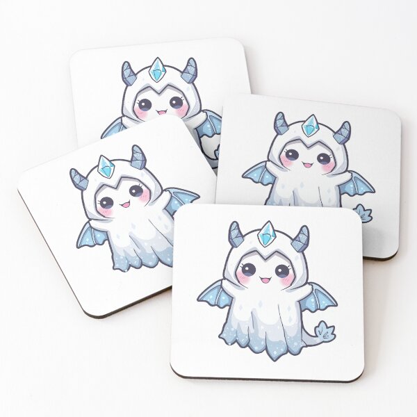 Item preview, Cute kawaii ghost in an icy dragon costume with glittering crystal designed and sold by Boo-Buddy.