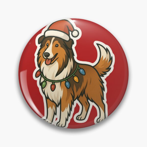 Item preview, Rough Collie Christmas Lights – Long-Haired Lassie Dog in Santa Hat designed and sold by GoodyPaws.