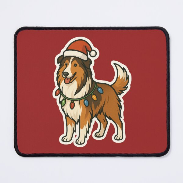 Item preview, Rough Collie Christmas Lights – Long-Haired Lassie Dog in Santa Hat designed and sold by GoodyPaws.