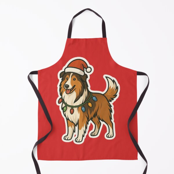 Item preview, Rough Collie Christmas Lights – Long-Haired Lassie Dog in Santa Hat designed and sold by GoodyPaws.