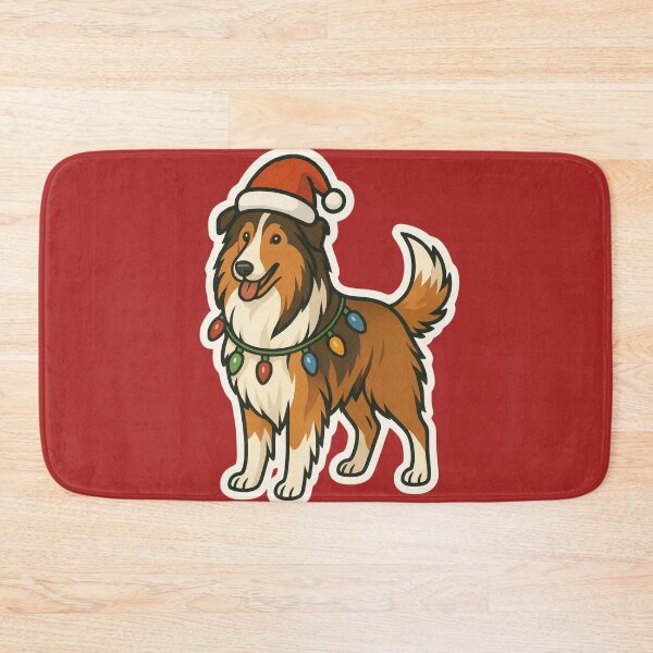 Item preview, Rough Collie Christmas Lights – Long-Haired Lassie Dog in Santa Hat designed and sold by GoodyPaws.