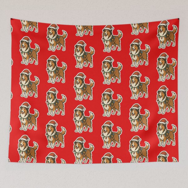 Item preview, Rough Collie Christmas Lights – Long-Haired Lassie Dog in Santa Hat designed and sold by GoodyPaws.