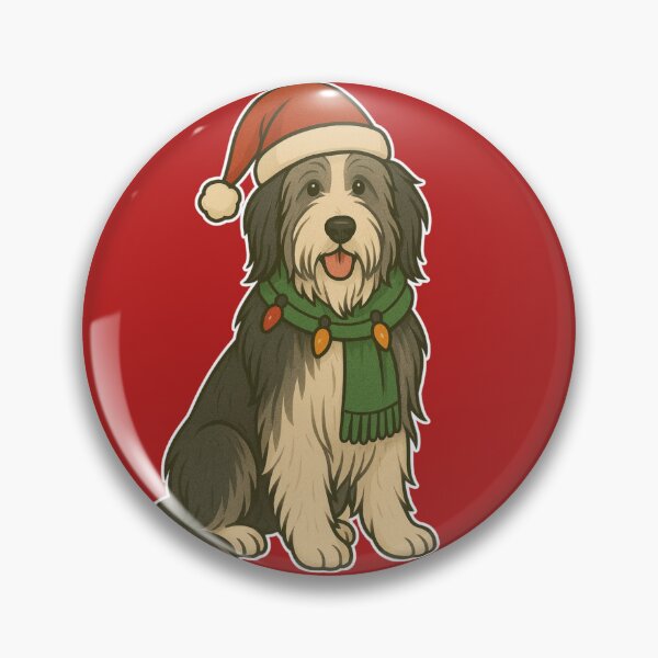 Item preview, Bearded Collie Christmas Lights – Shaggy Herding Dog in Santa Hat designed and sold by GoodyPaws.
