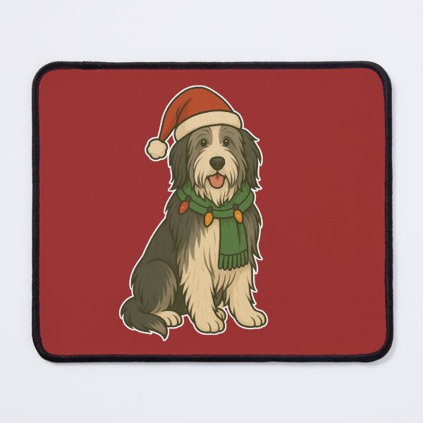 Item preview, Bearded Collie Christmas Lights – Shaggy Herding Dog in Santa Hat designed and sold by GoodyPaws.