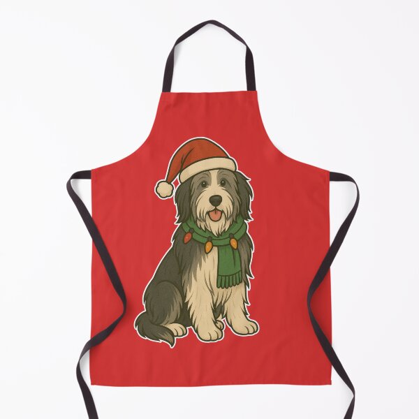 Item preview, Bearded Collie Christmas Lights – Shaggy Herding Dog in Santa Hat designed and sold by GoodyPaws.