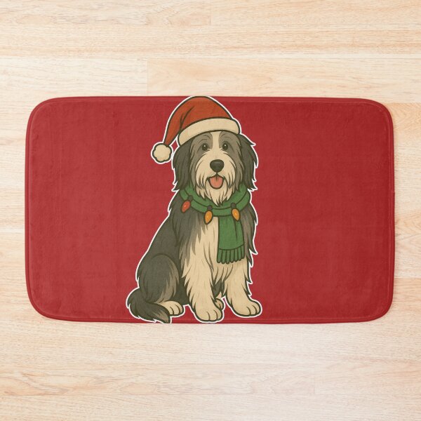 Item preview, Bearded Collie Christmas Lights – Shaggy Herding Dog in Santa Hat designed and sold by GoodyPaws.