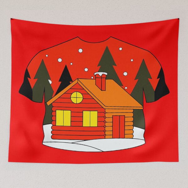 Item preview, Retro Ugly Christmas Sweater Cabin | Cozy Winter Log Cabin Holiday Scene designed and sold by Taanva.