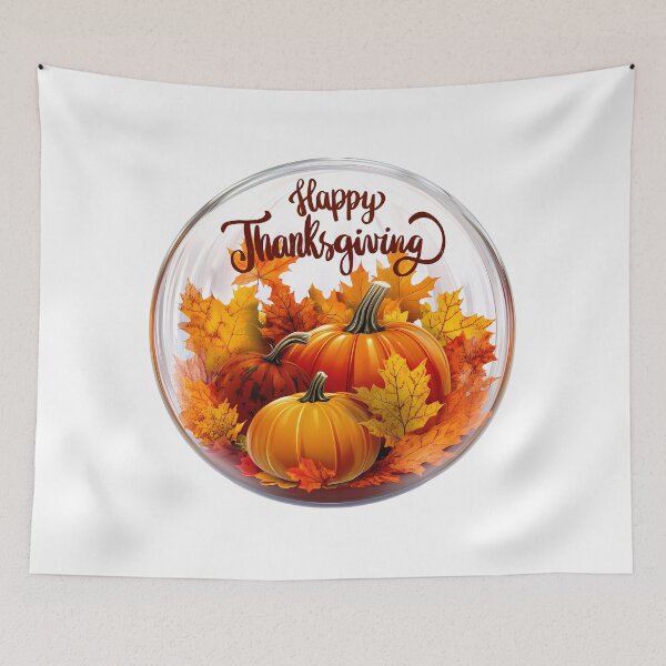 Item preview, Happy Thanksgiving – Pumpkins and Autumn Leaves Fall Design designed and sold by DesignArtist.ia.