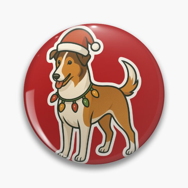 Item preview, Smooth Collie Christmas Lights – Sleek Herding Dog in Santa Hat designed and sold by GoodyPaws.