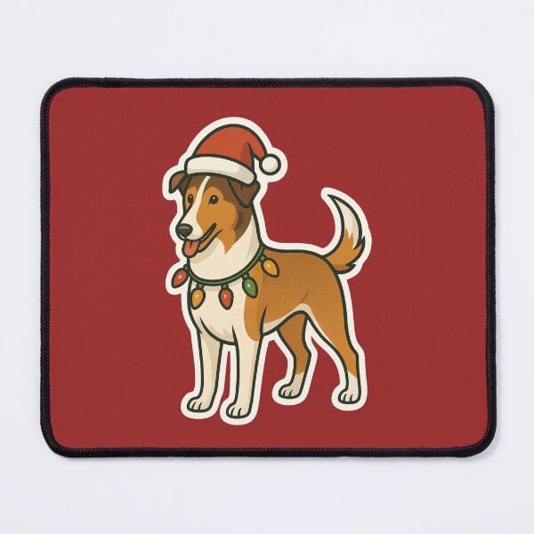 Item preview, Smooth Collie Christmas Lights – Sleek Herding Dog in Santa Hat designed and sold by GoodyPaws.