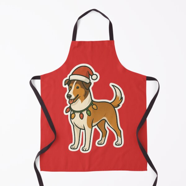 Item preview, Smooth Collie Christmas Lights – Sleek Herding Dog in Santa Hat designed and sold by GoodyPaws.