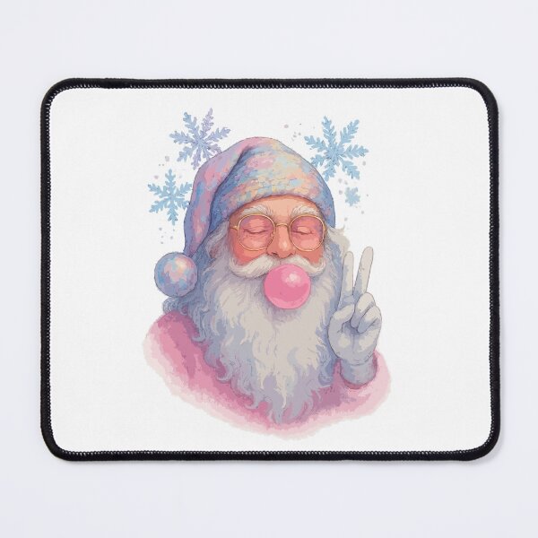 Item preview, Cool Cute Pastel Santa Claus Blowing Bubblegum | Retro Christmas Aesthetic Art, Vintage Holiday Vibes & Peace Sign Santa Design designed and sold by BrainBubbleArt.