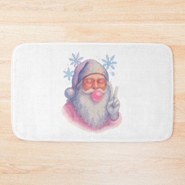 Item preview, Cool Cute Pastel Santa Claus Blowing Bubblegum | Retro Christmas Aesthetic Art, Vintage Holiday Vibes & Peace Sign Santa Design designed and sold by BrainBubbleArt.