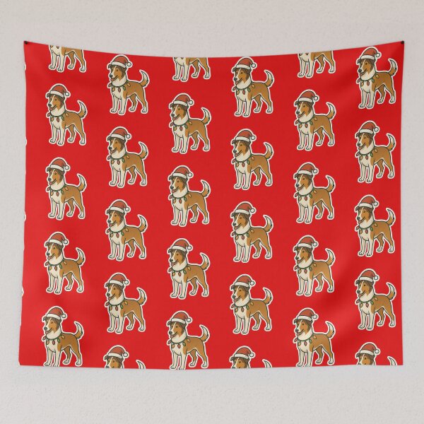 Item preview, Smooth Collie Christmas Lights – Sleek Herding Dog in Santa Hat designed and sold by GoodyPaws.