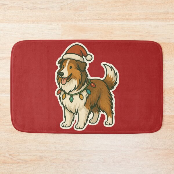 Item preview, Copy of Smooth Collie Christmas Lights – Sleek Herding Dog in Santa Hat designed and sold by GoodyPaws.