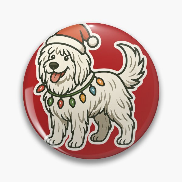 Item preview, Komondor Christmas Lights – Hungarian Sheepdog in Santa Hat designed and sold by GoodyPaws.
