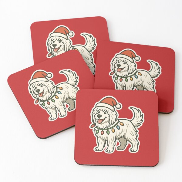 Item preview, Komondor Christmas Lights – Hungarian Sheepdog in Santa Hat designed and sold by GoodyPaws.