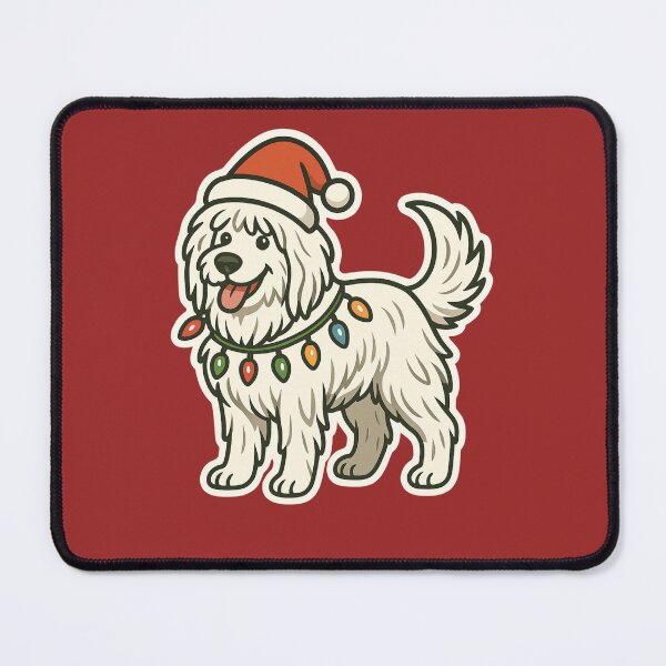 Item preview, Komondor Christmas Lights – Hungarian Sheepdog in Santa Hat designed and sold by GoodyPaws.
