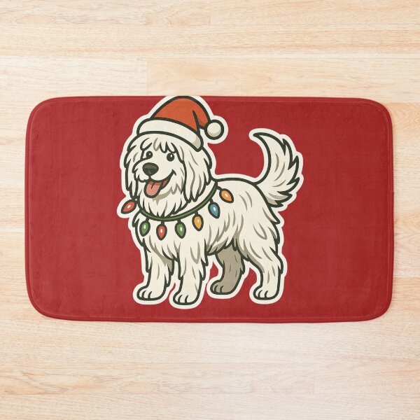 Item preview, Komondor Christmas Lights – Hungarian Sheepdog in Santa Hat designed and sold by GoodyPaws.