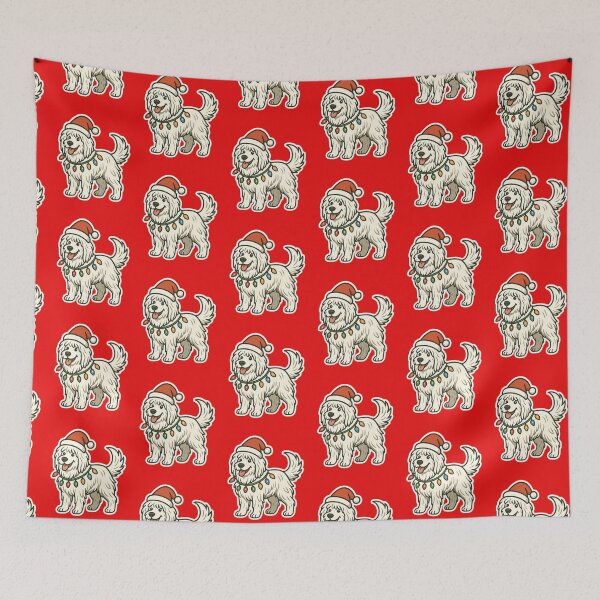 Item preview, Komondor Christmas Lights – Hungarian Sheepdog in Santa Hat designed and sold by GoodyPaws.