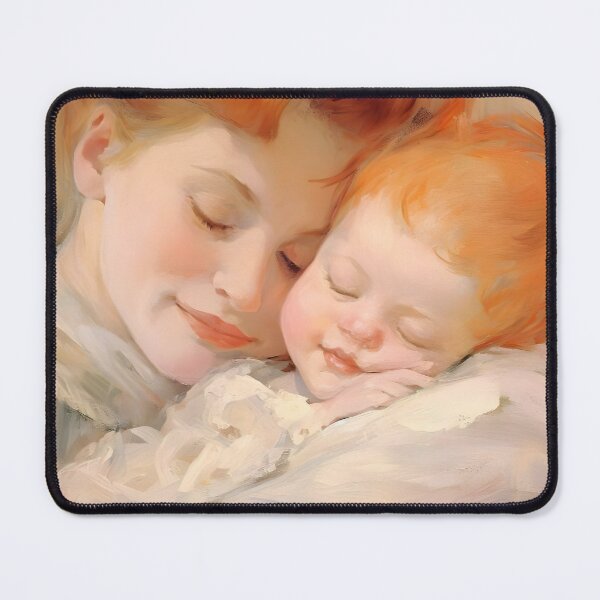 Item preview, Mother And Child Sleeping Painting, Mother And Baby Print, Neutral Motherhood Painting, Nursing Mother, Vintage Motherhood Art designed and sold by SavageVision.