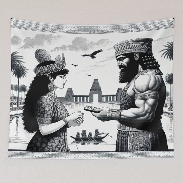 Item preview, Mesopotamia, Ishtar, Gilgamesh, cuneiform tablets, palm tree, river, Gate designed and sold by Redbdon.