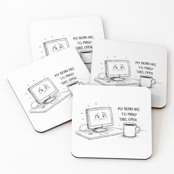 Item preview, MY BRAIN HAS TOO MANY TABS OPEN - Funny Multitasking Cartoon Vector designed and sold by Design-Pro-21.