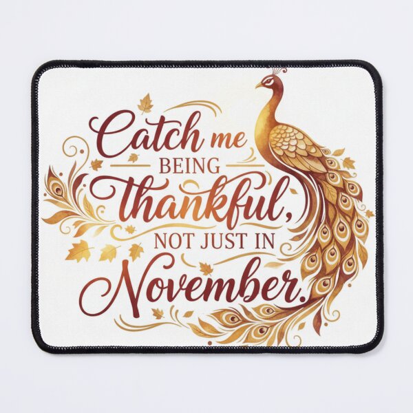 Item preview, Catch Me Being Thankful, Not Just in November – Elegant Fall Gratitude Quote for Journals, Shirts & Wall Art designed and sold by VibeCraftique.