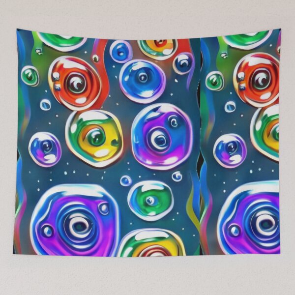 Item preview, abstract and simple drawing of many amoebas with many transparent colors floating in water, dark fantasy, graffiti, anime, conceptual art designed and sold by gulka8.