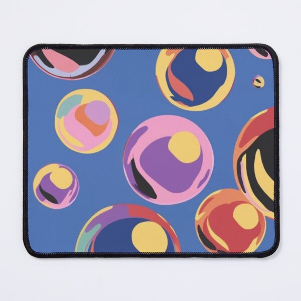 Item preview, abstract and simple pop drawing, of many spheres, seen from above, with different transparent colors with light background with reflections, st, vivid, product, anime, conceptual art designed and sold by gulka8.