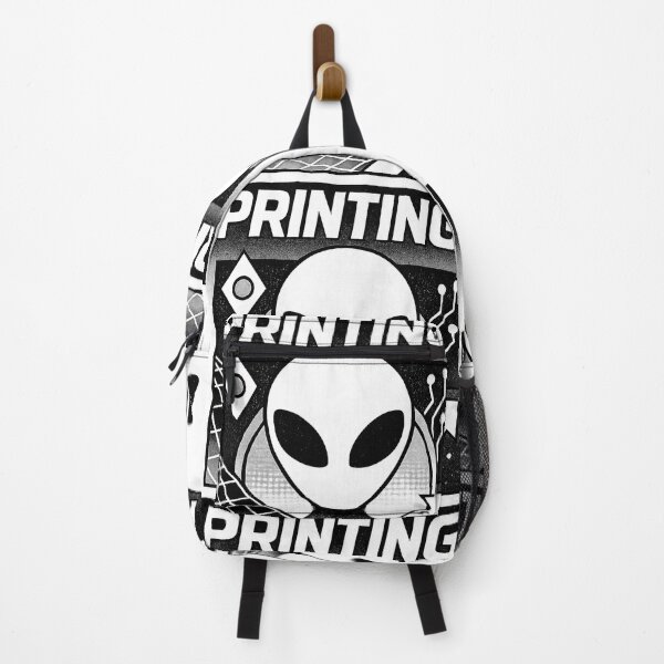 Item preview, "Printing" black and white retro alien designed and sold by Moonshroomarts.