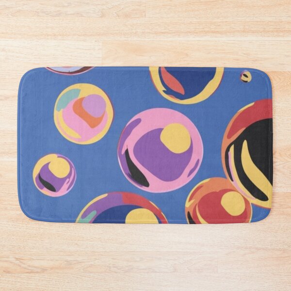 Item preview, abstract and simple pop drawing, of many spheres, seen from above, with different transparent colors with light background with reflections, st, vivid, product, anime, conceptual art designed and sold by gulka8.