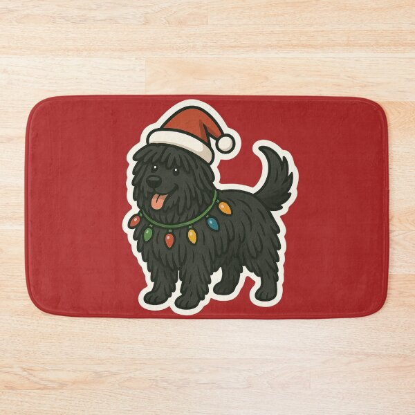 Item preview, Puli Christmas Lights – Hungarian Herding Dog in Santa Hat designed and sold by GoodyPaws.