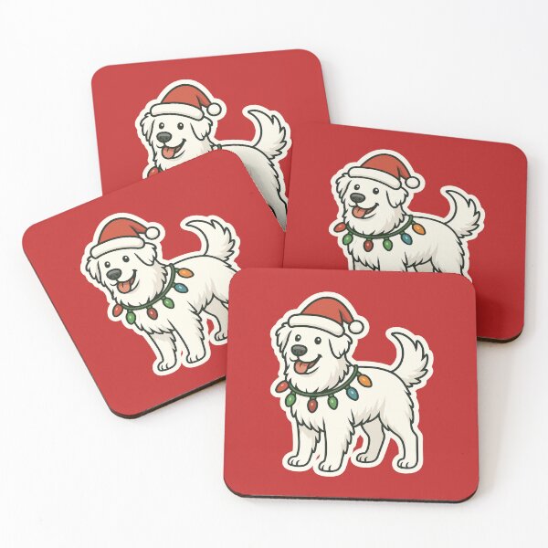 Item preview, Polish Tatra Shepherd Dog Christmas Lights – Owczarek Podhalański in Santa Hat designed and sold by GoodyPaws.
