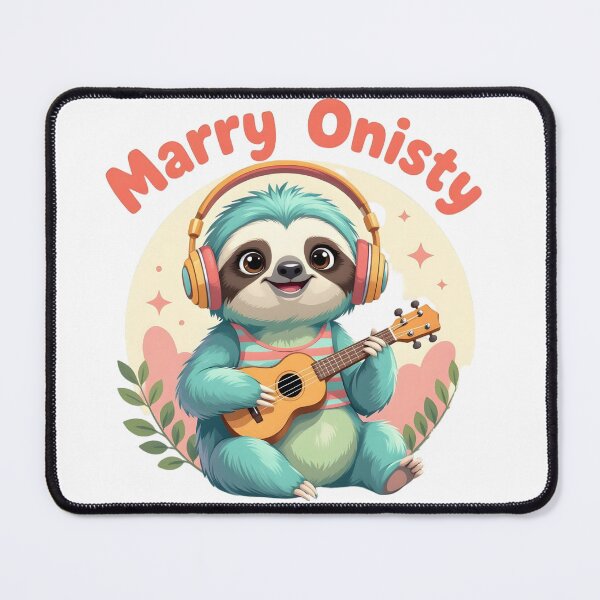 Item preview, Slow Jams & Good Vibes Sloth with Ukulele & Headphones designed and sold by ArtistryNetix.
