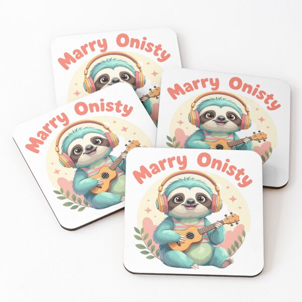Item preview, Slow Jams & Good Vibes Sloth with Ukulele & Headphones designed and sold by ArtistryNetix.