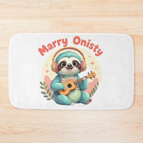 Item preview, Slow Jams & Good Vibes Sloth with Ukulele & Headphones designed and sold by ArtistryNetix.
