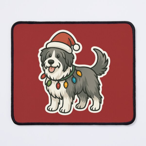 Item preview, Polish Lowland Sheepdog Christmas Lights – PON in Santa Hat designed and sold by GoodyPaws.