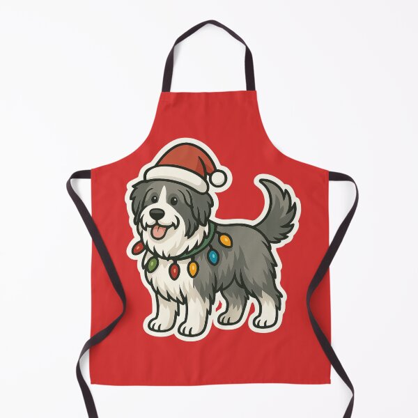 Item preview, Polish Lowland Sheepdog Christmas Lights – PON in Santa Hat designed and sold by GoodyPaws.