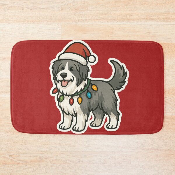 Item preview, Polish Lowland Sheepdog Christmas Lights – PON in Santa Hat designed and sold by GoodyPaws.