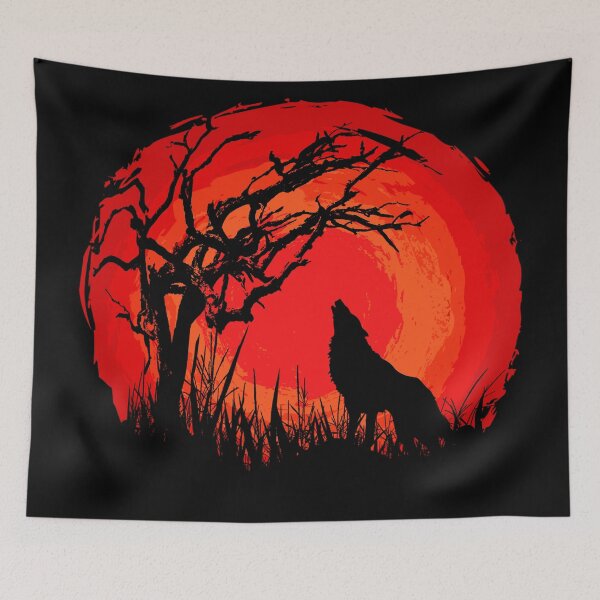 Item preview, Wolf on the background of the red moon  designed and sold by DariusZD.